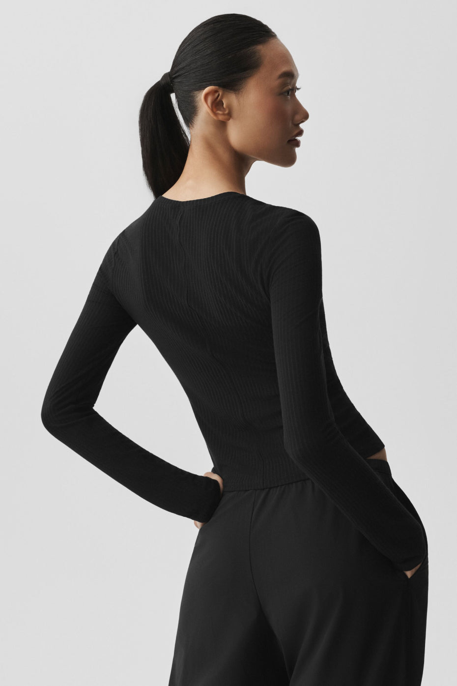 Ribbed Sea Coast Long Sleeve - Black - Image 2