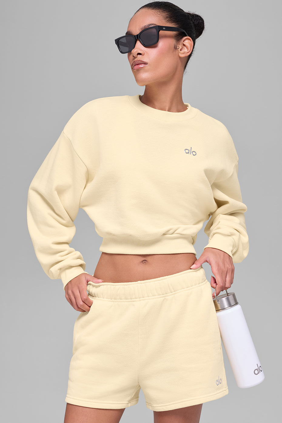 Cropped Accolade Crewneck - Candlelight Yellow - Image 3