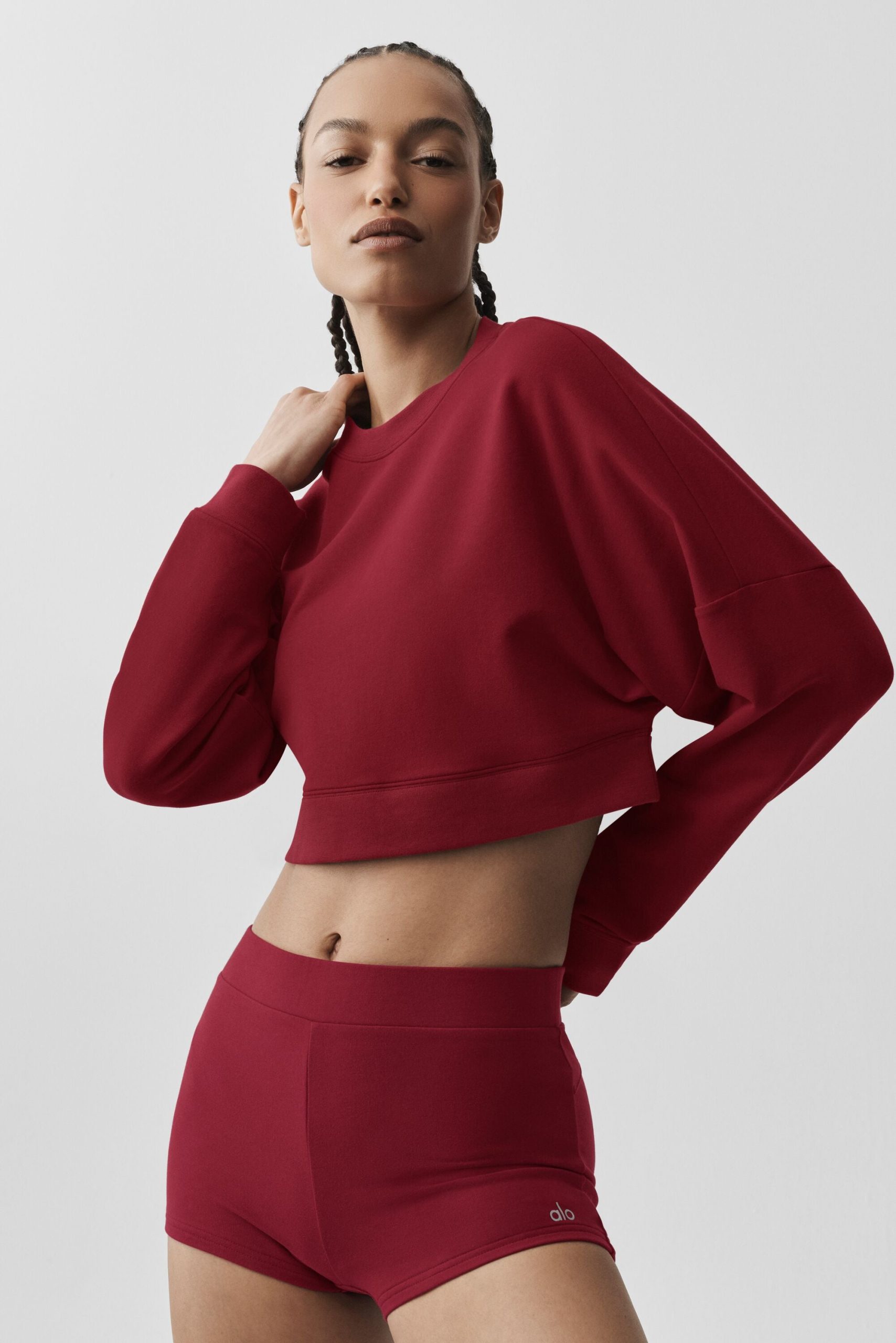 Cropped Sway Crew Neck Pullover - Summer Romance Red - Image 3