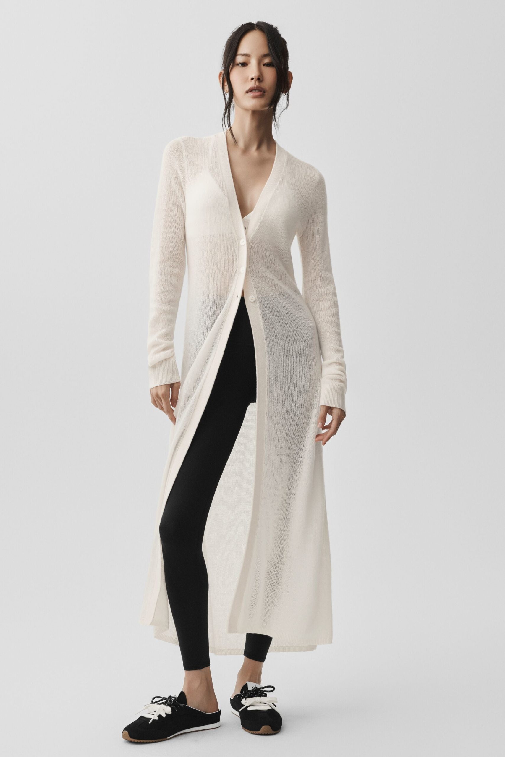 Sheer Cashmere Long Cardigan - Ivory - Image 4