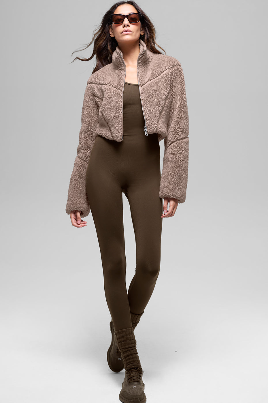 Sherpa Cropped Slope Side Jacket - Chai Latte - Image 4