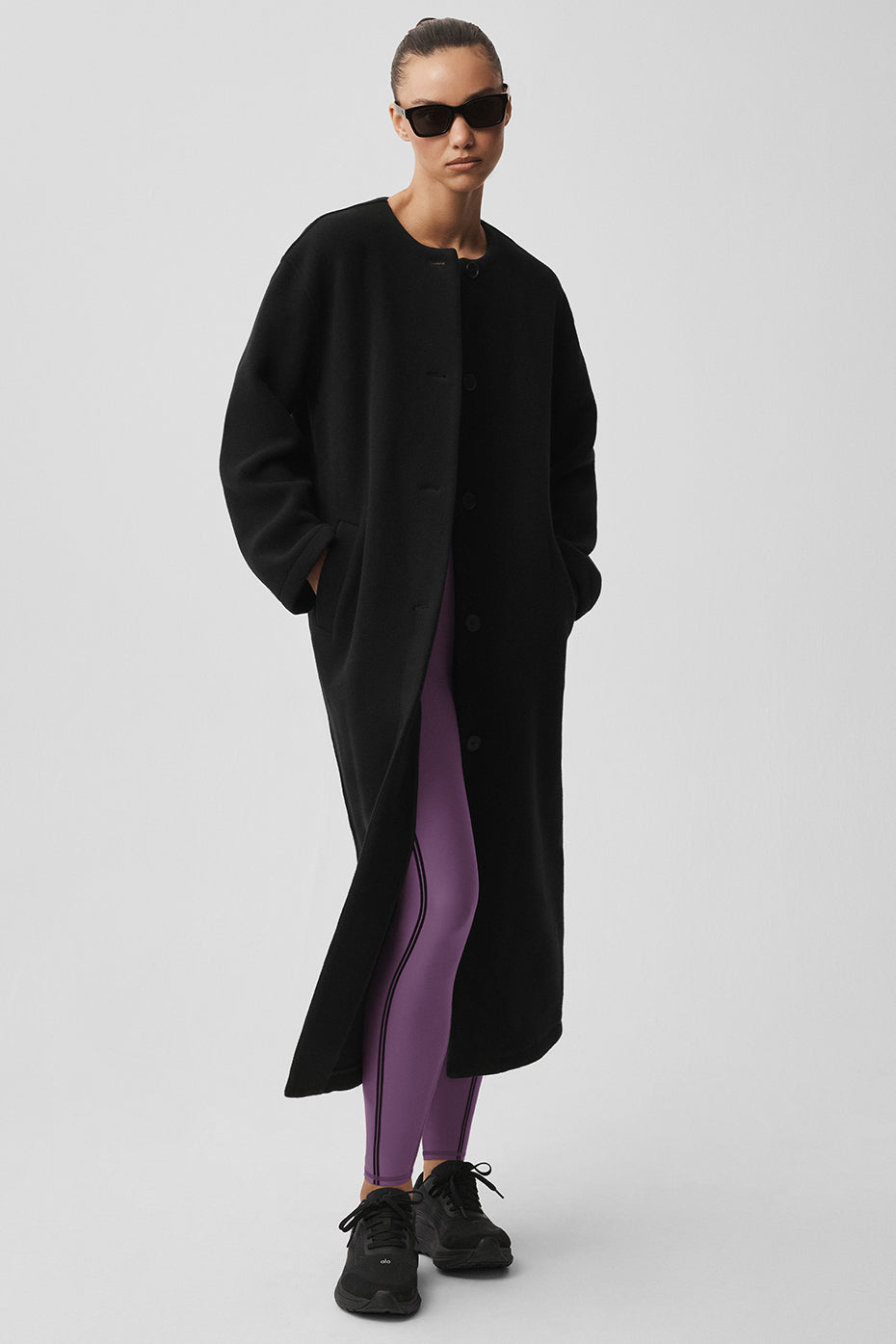 Double Face Wool City Girl Long Coat - Black - Image 5