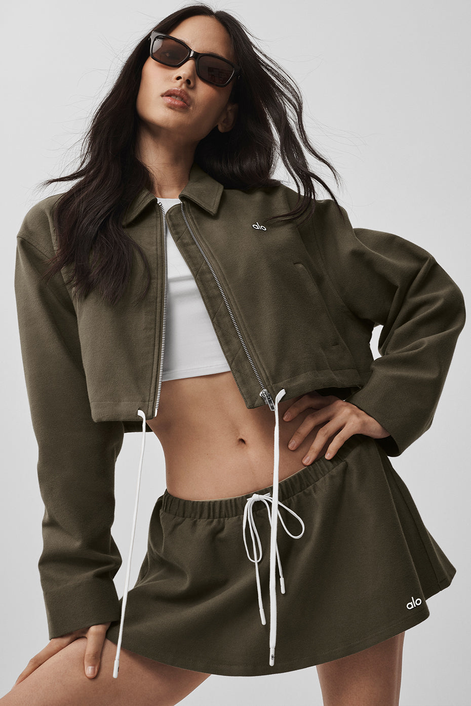 Cropped Fan Favorite Full Zip Jacket - Olive Tree - Image 3