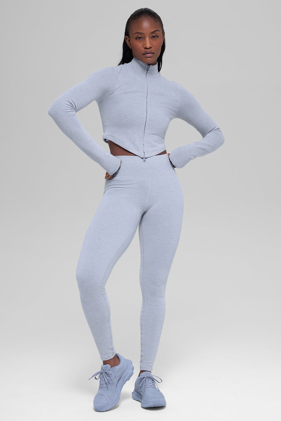 Seamless Two Tone Rib Jacket - Winter Frost Heather - Image 4
