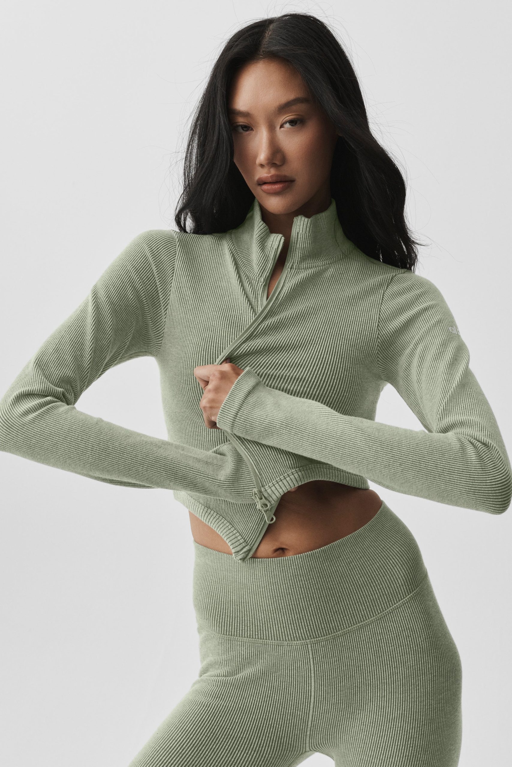 Seamless Two Tone Rib Jacket - Dune Grass Heather - Image 5