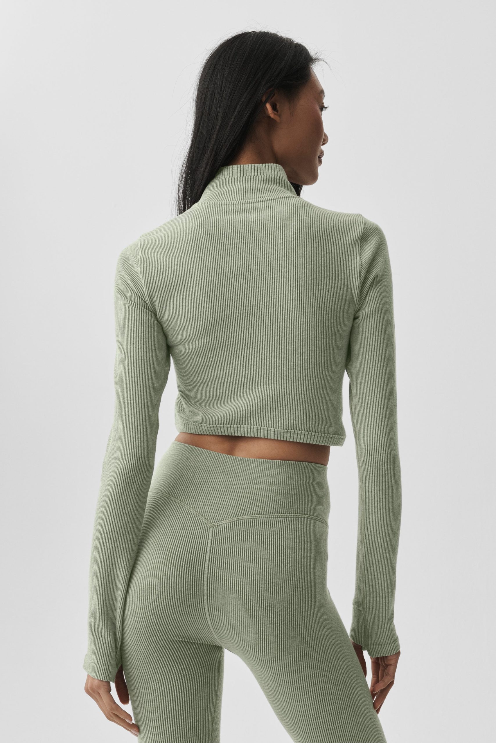 Seamless Two Tone Rib Jacket - Dune Grass Heather - Image 3