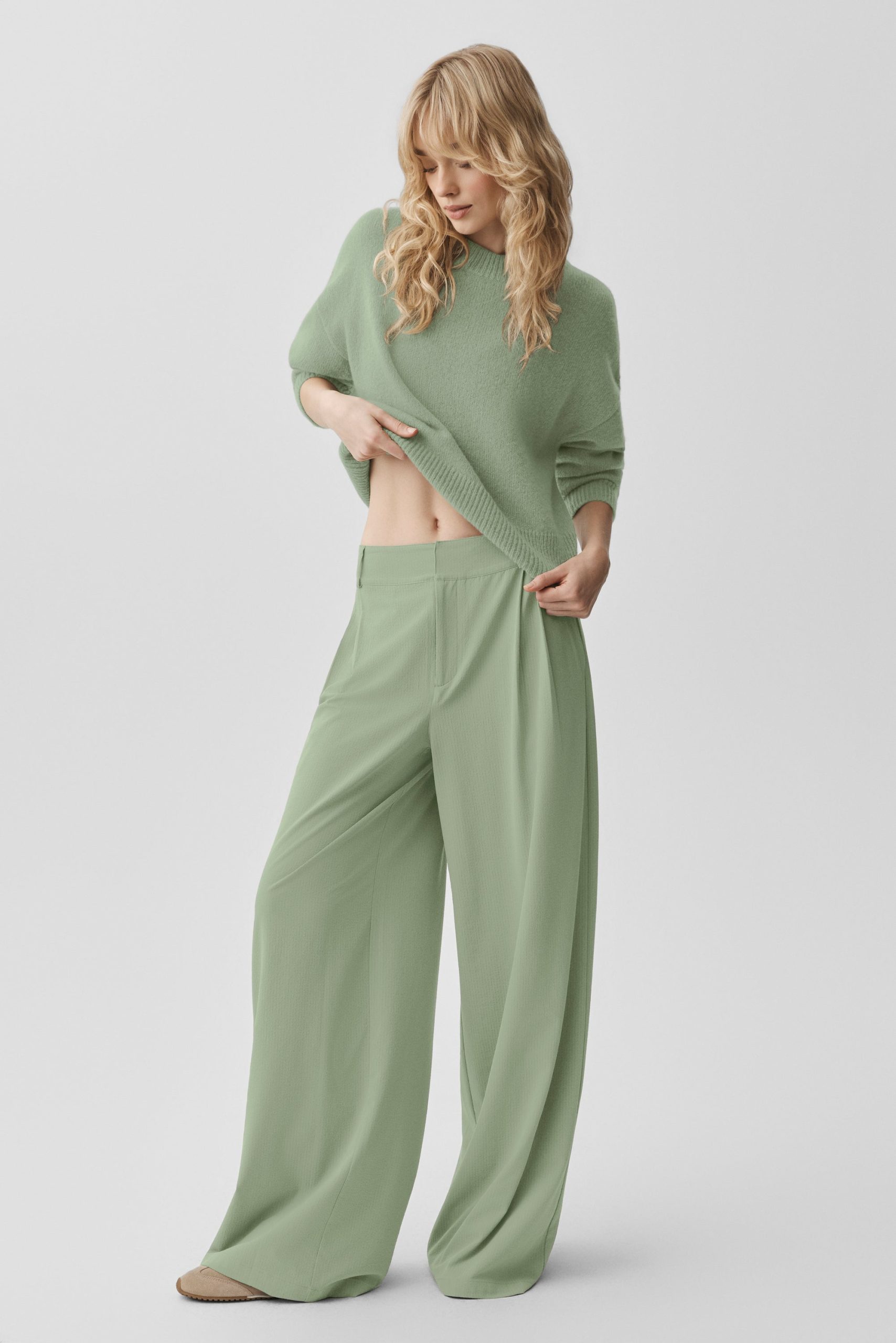 High-Waist Dreamscape Trouser (Long) - Dune Grass