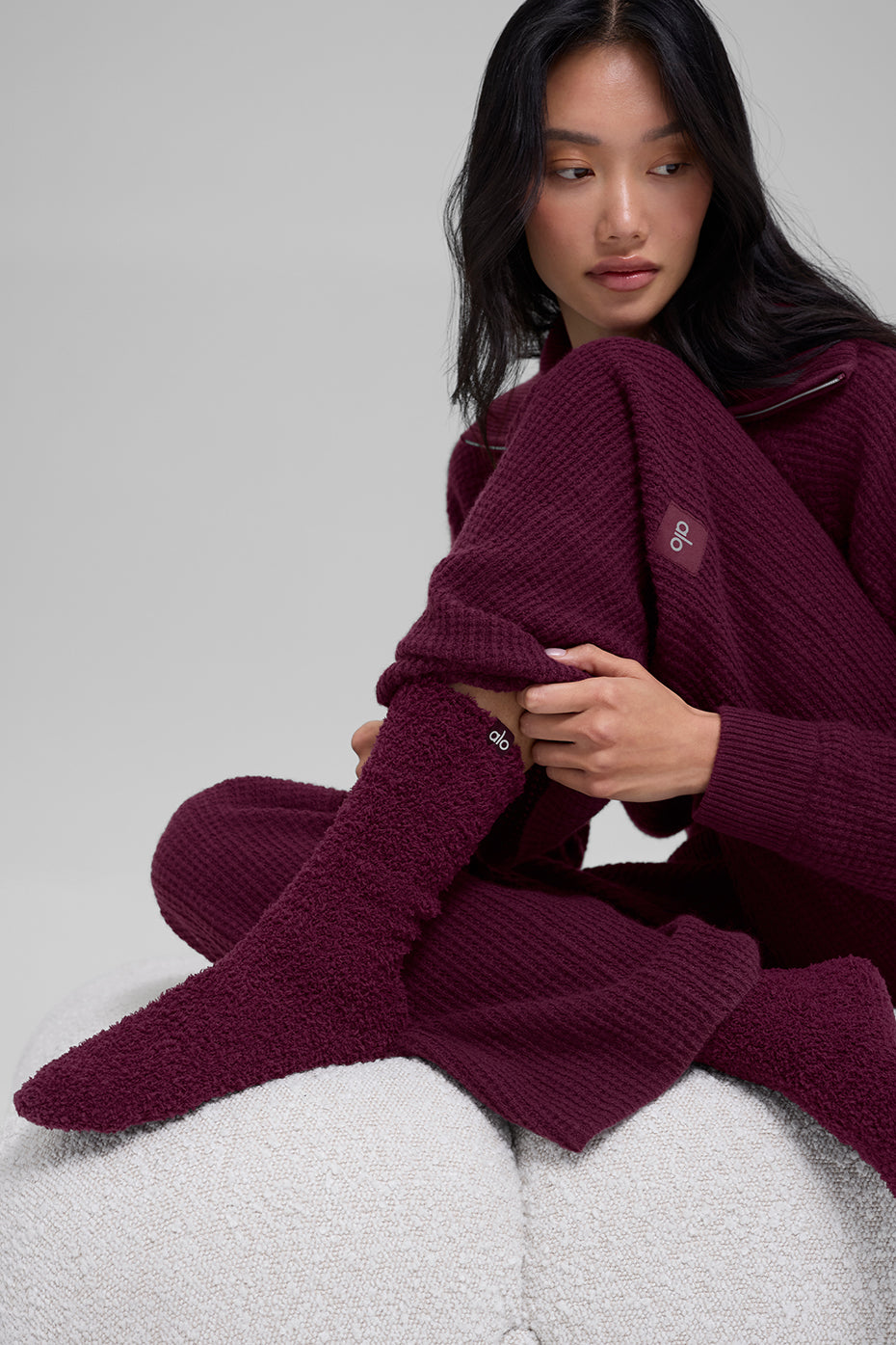 Women's Plush Lush Sock - Burgundy - Image 2
