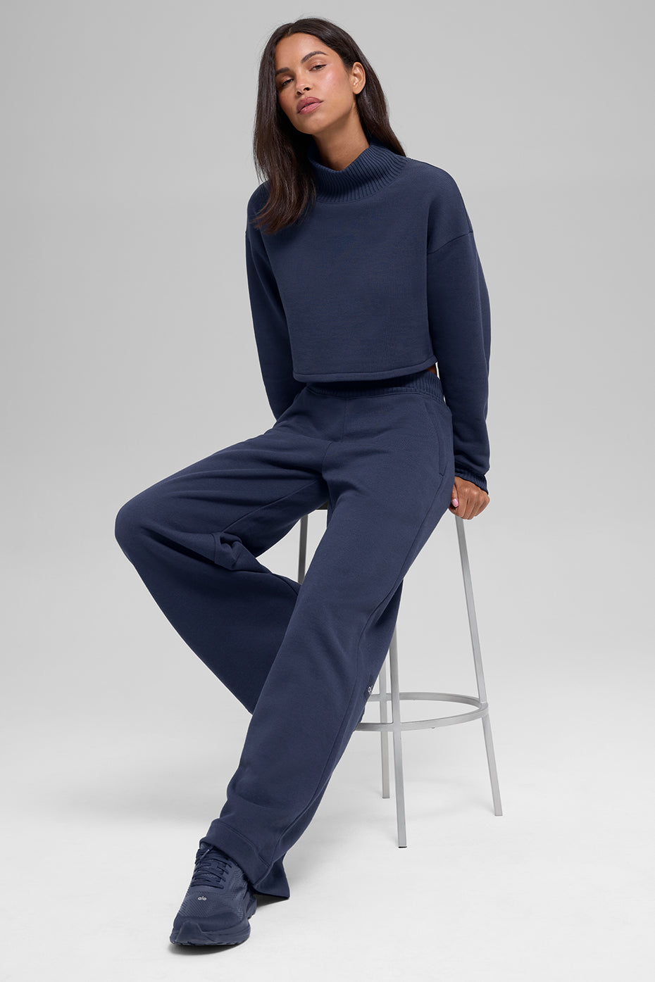 Serenity Wide Leg Sweatpant - Navy - Image 5