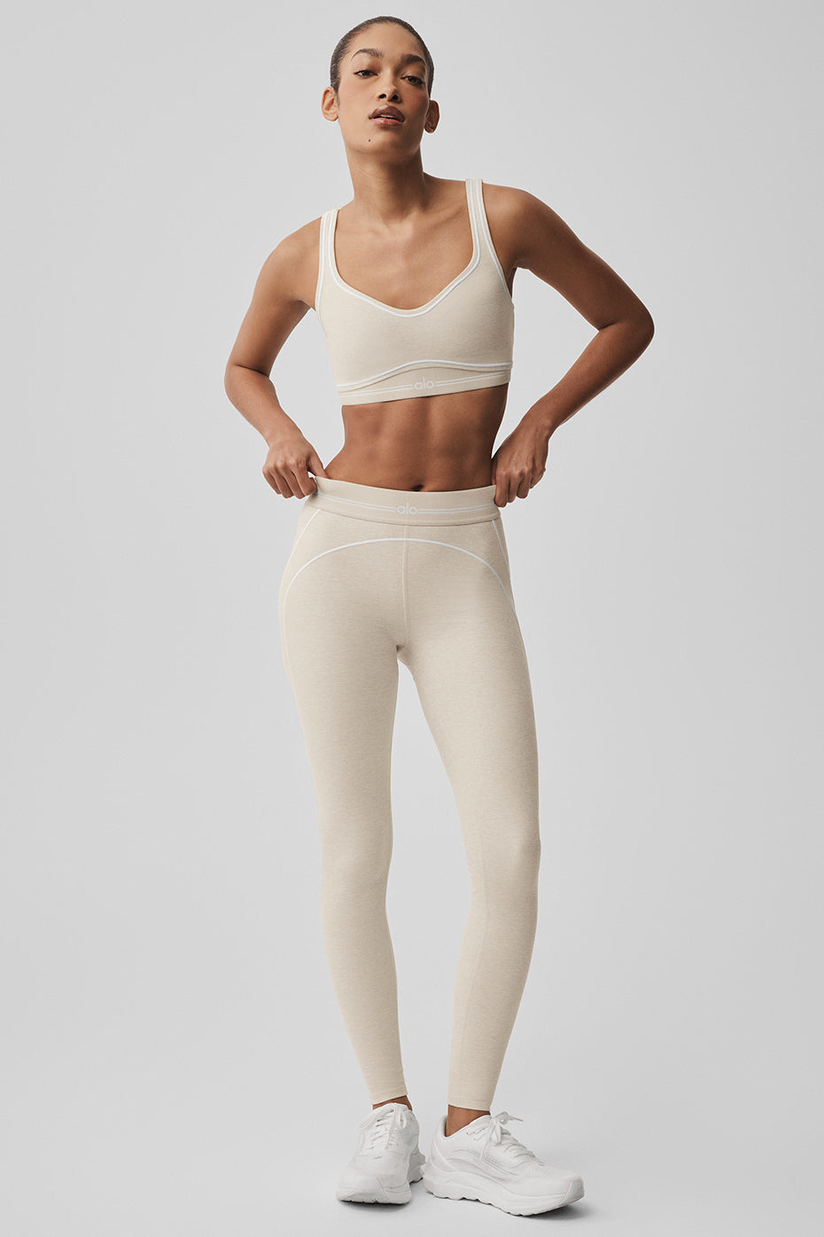 Alosoft High-Waist Heart Throb Legging - Oatmeal Heather/White - Image 6