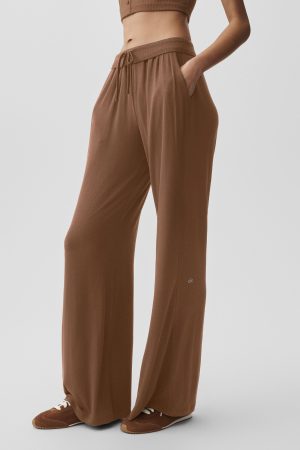 Semi-Sheer Delicate Lounge Flare Pant (Regular) - Sun Kissed Brown