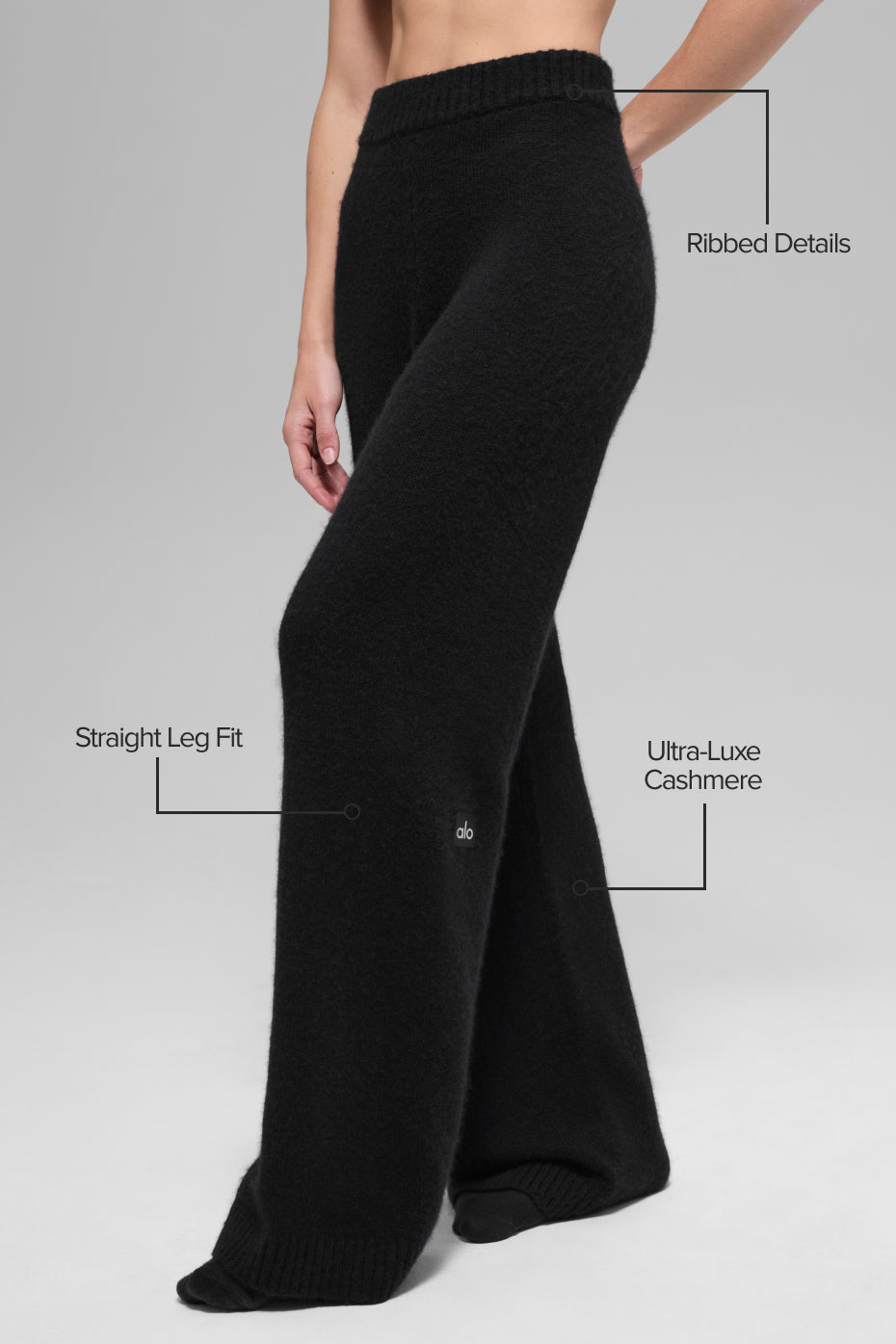 Wool Cashmere High-Waist New Class Wide Leg Pant - Black - Image 2