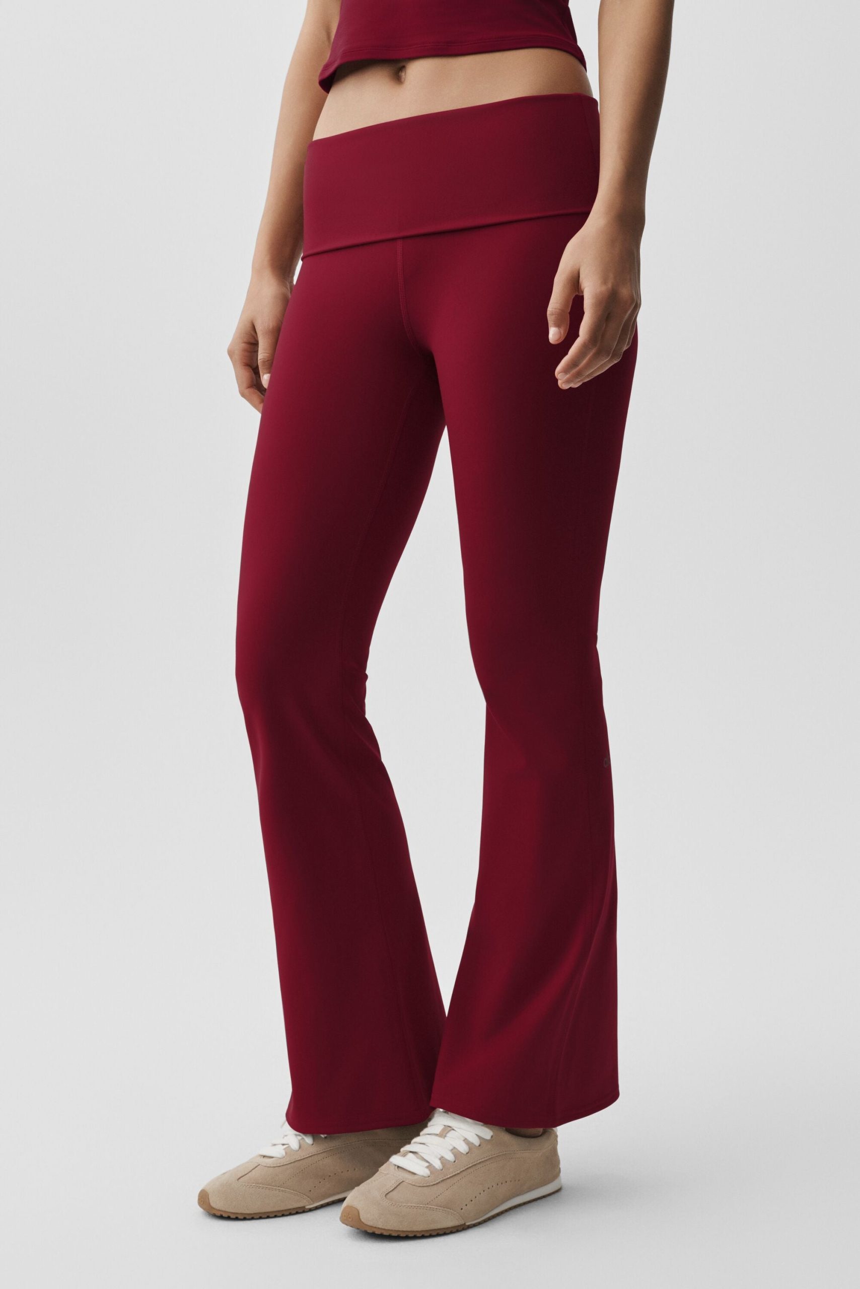 ALO Softsculpt Foldover Flare Legging - Summer Romance Red - Image 3