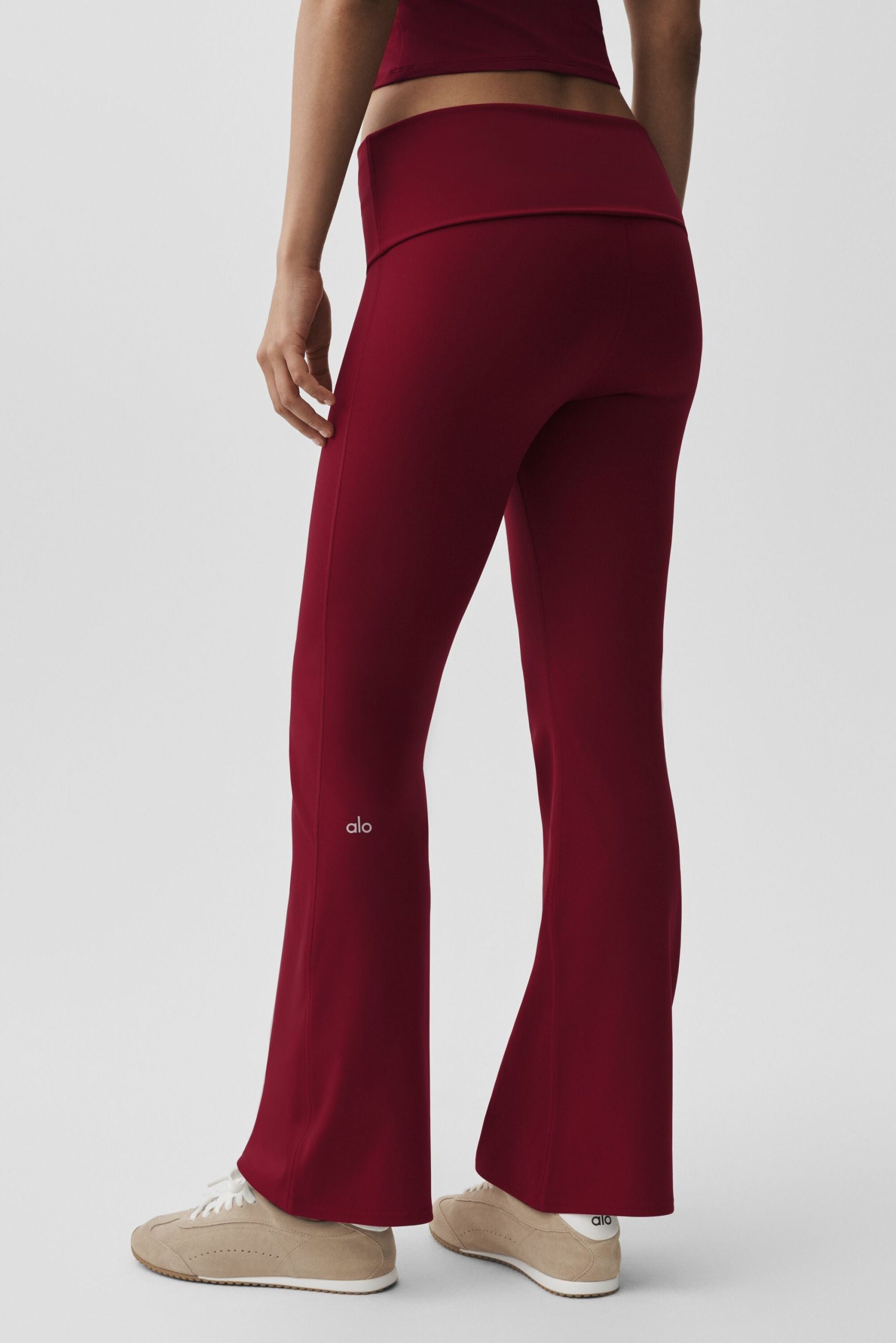 ALO Softsculpt Foldover Flare Legging - Summer Romance Red - Image 2