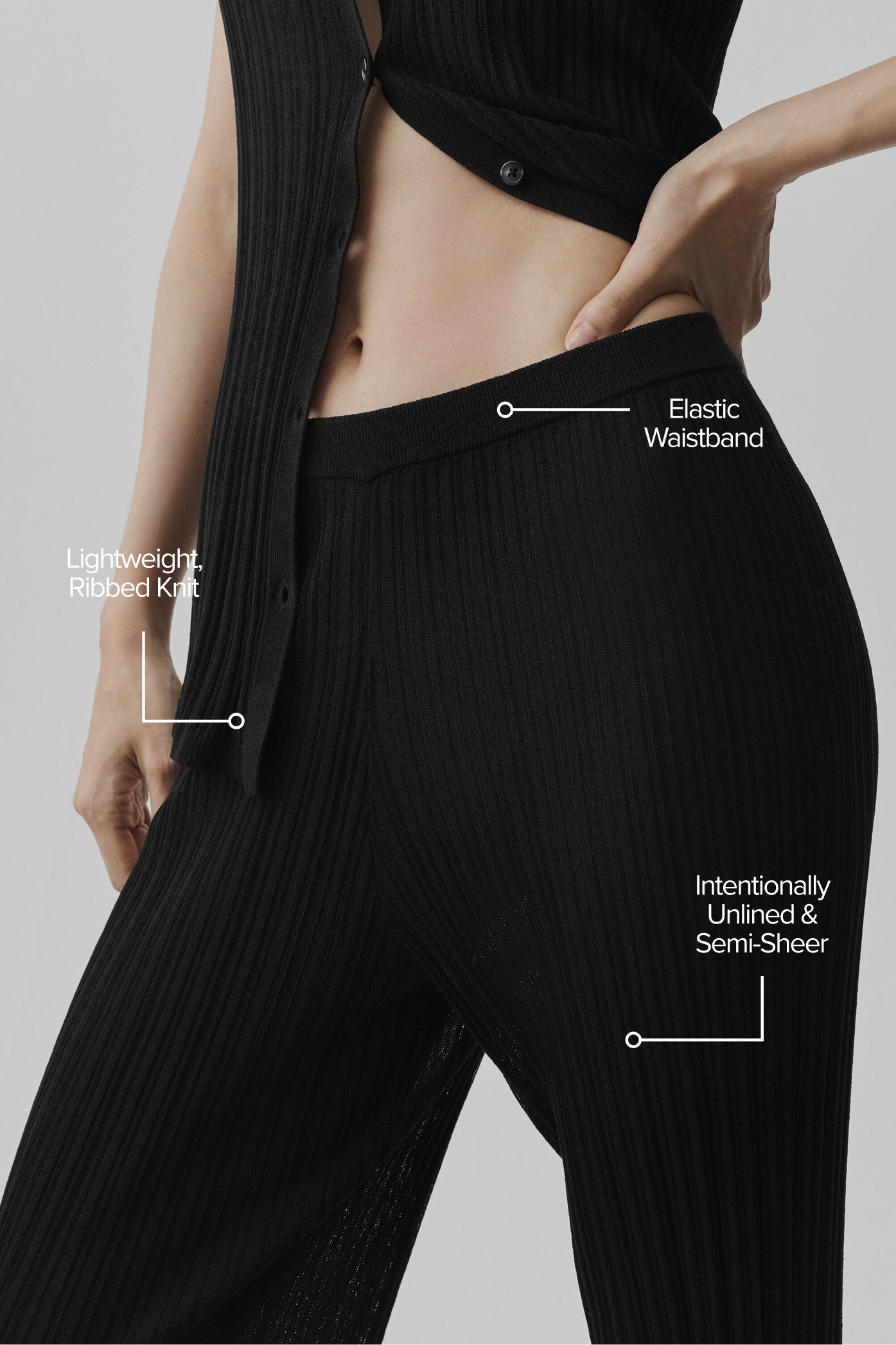 Sweater High-Waist Sunlit Straight Leg Pant - Black - Image 2