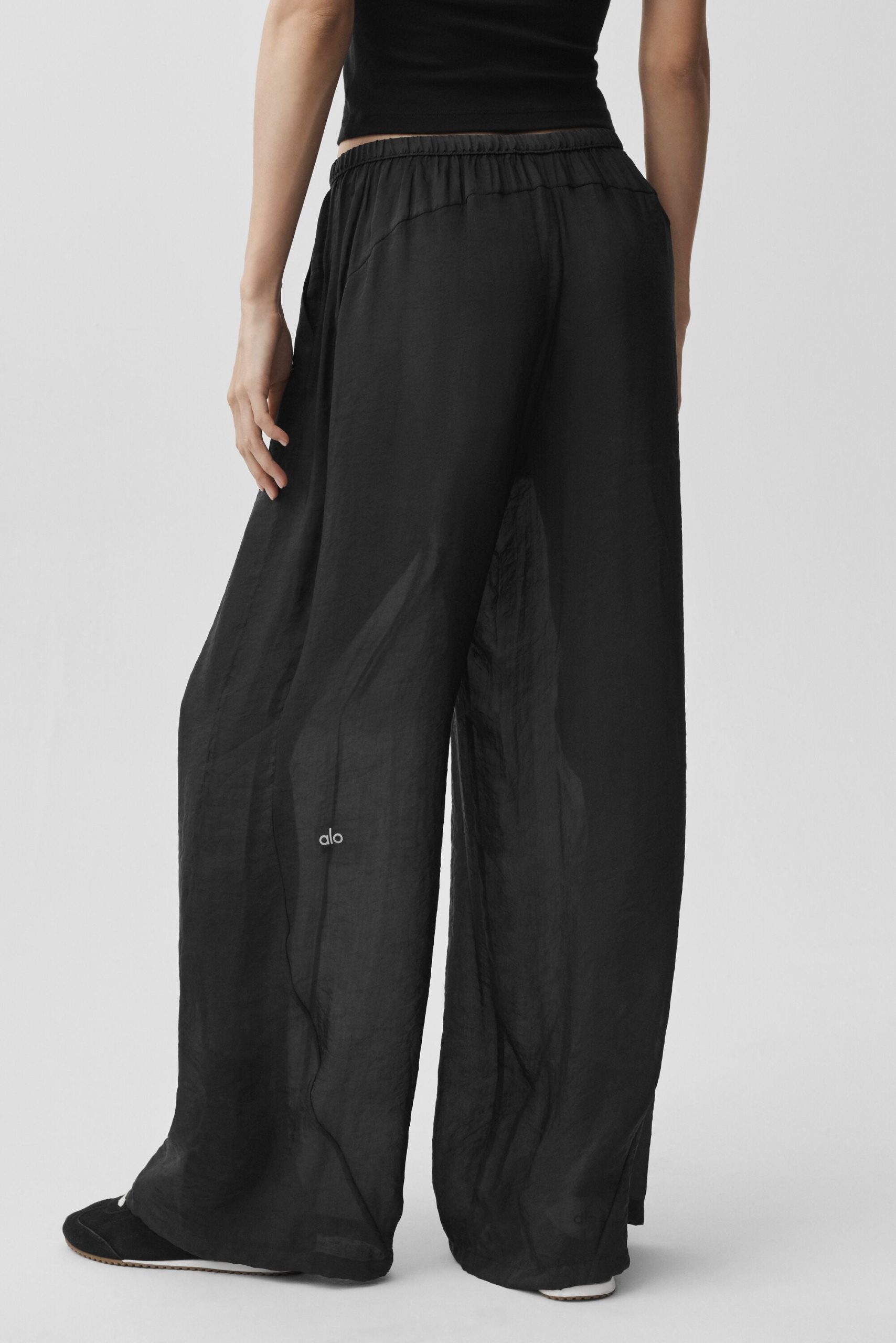 Semi-Sheer Golden Hour High-Waist Straight Leg Pant - Black - Image 4