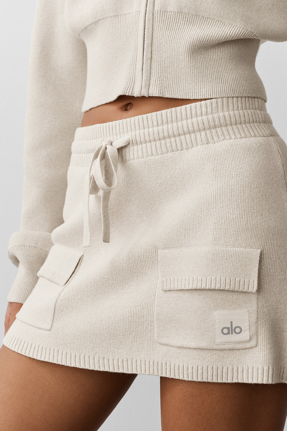 Scholar Knit Cargo Skirt - Oatmeal Heather - Image 4