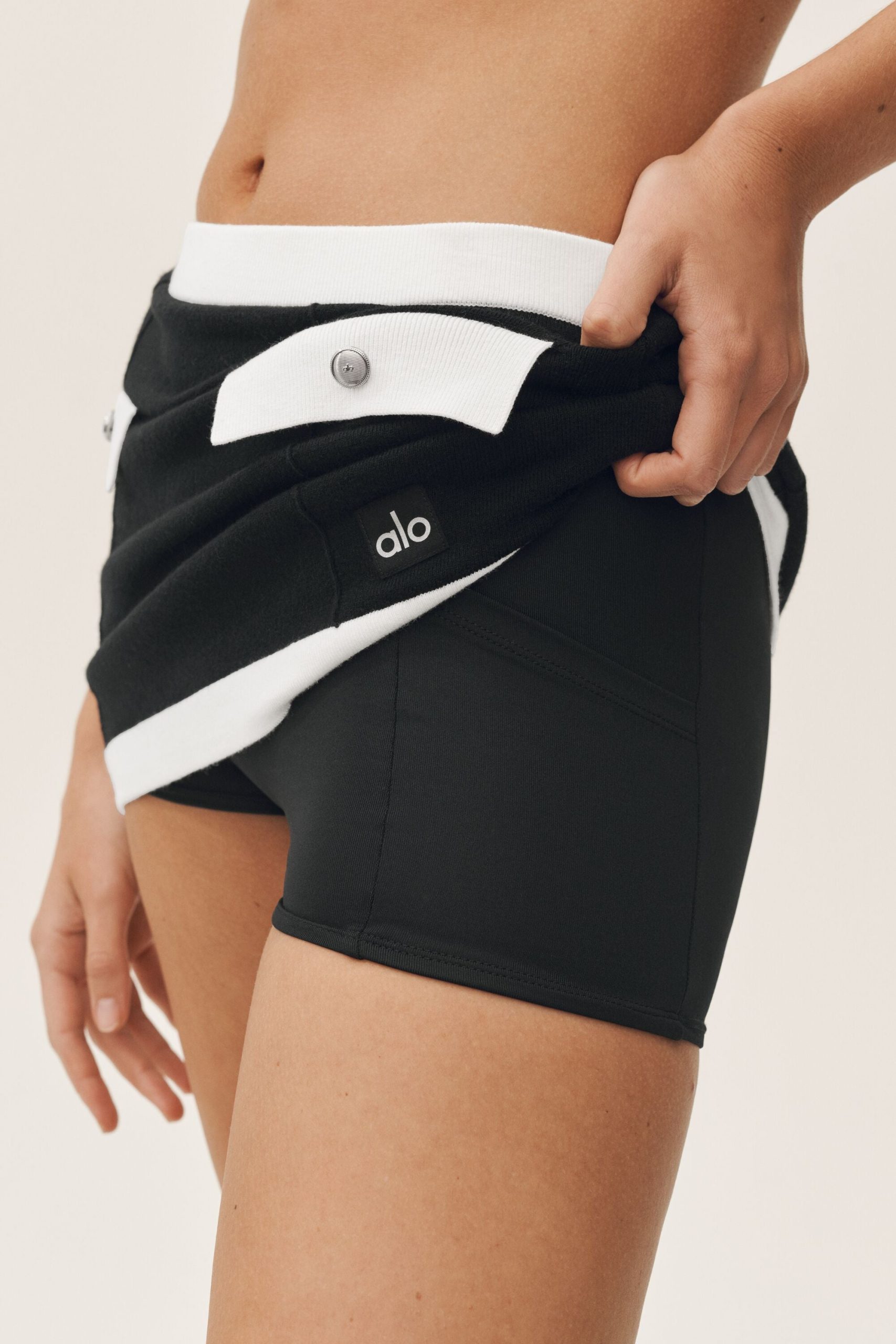 Cotton Cashmere High-Waist Capri Dream Skirt - Black/White - Image 3