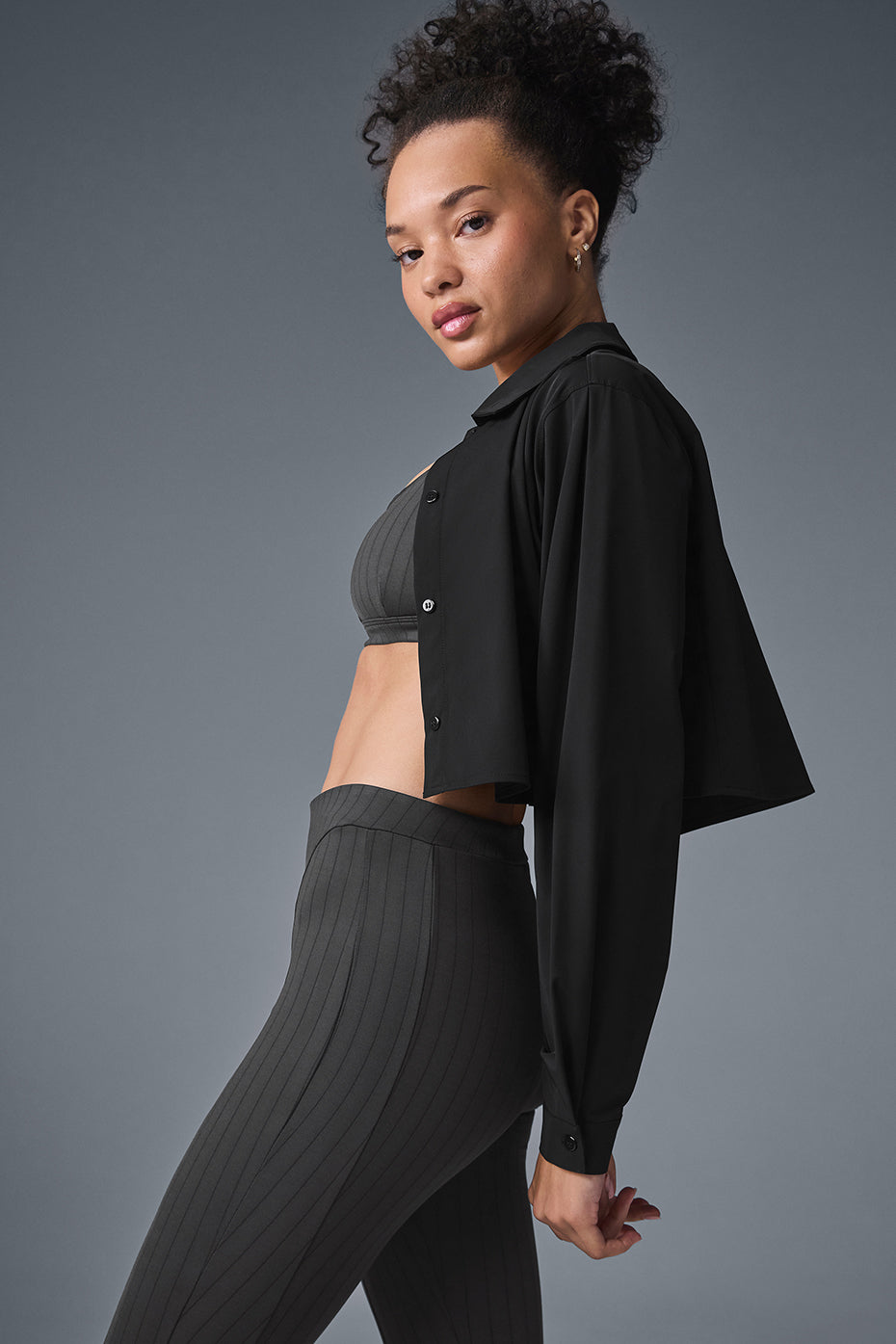 Cropped Take Me Out Button Up - Black - Image 3