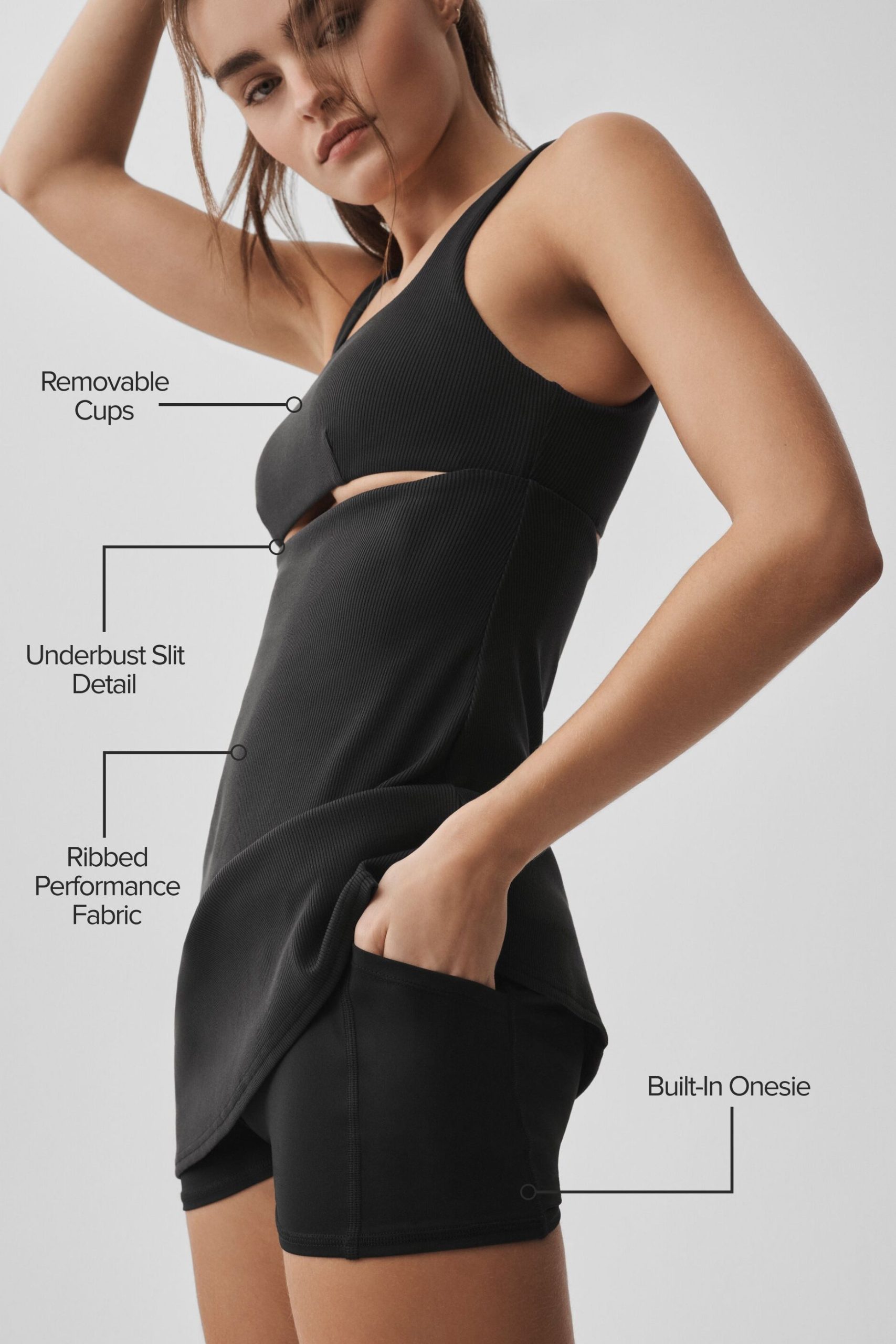 Slice Tennis Dress - Black - Image 2
