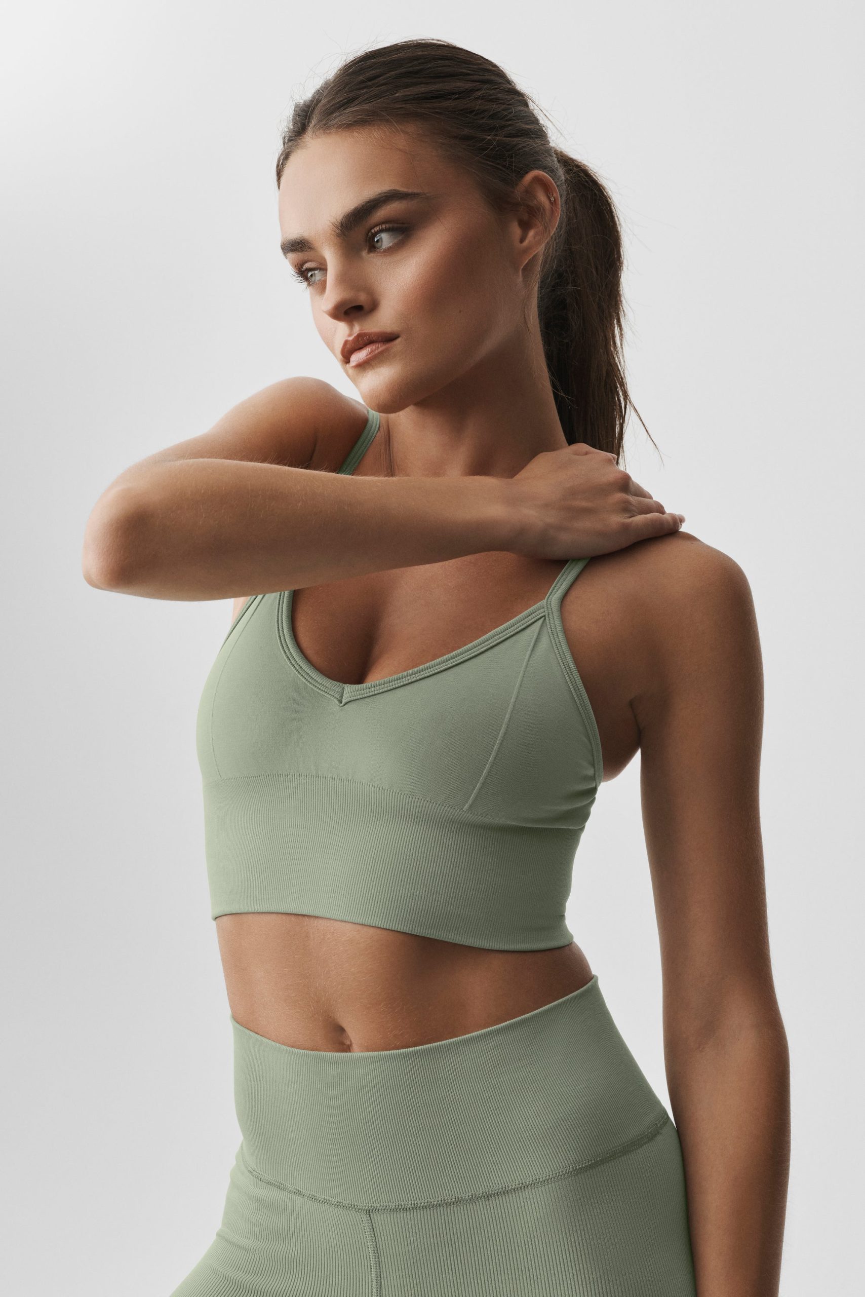 Seamless Modal Ribbed Delight Bralette - Dune Grass - Image 3