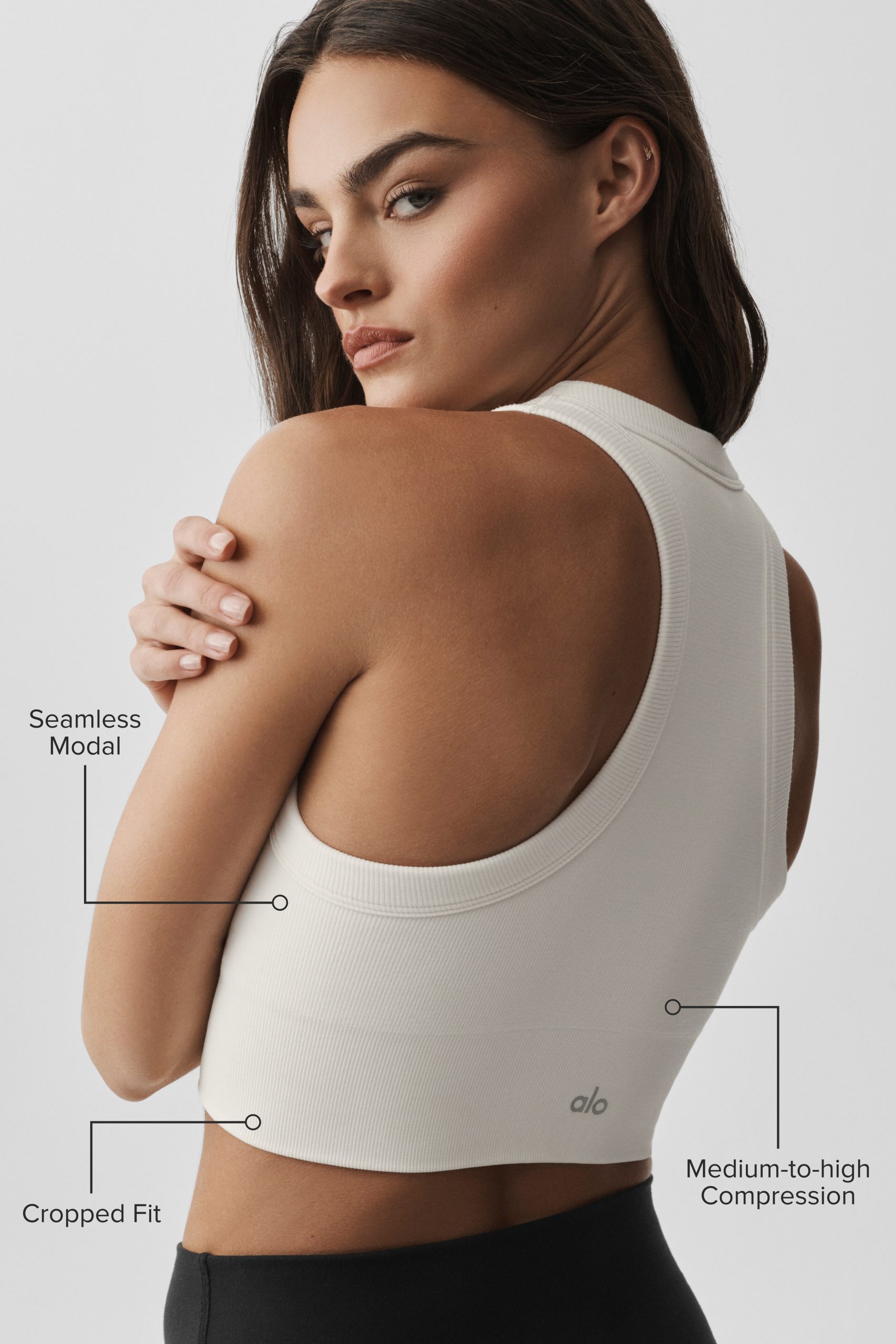 Seamless Modal Ribbed High Neck Delight Bra - Ivory - Image 2