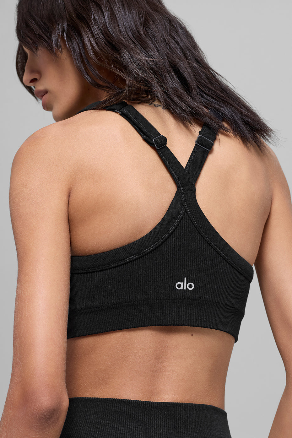 Seamless Two Tone Rib Bra - Black - Image 3