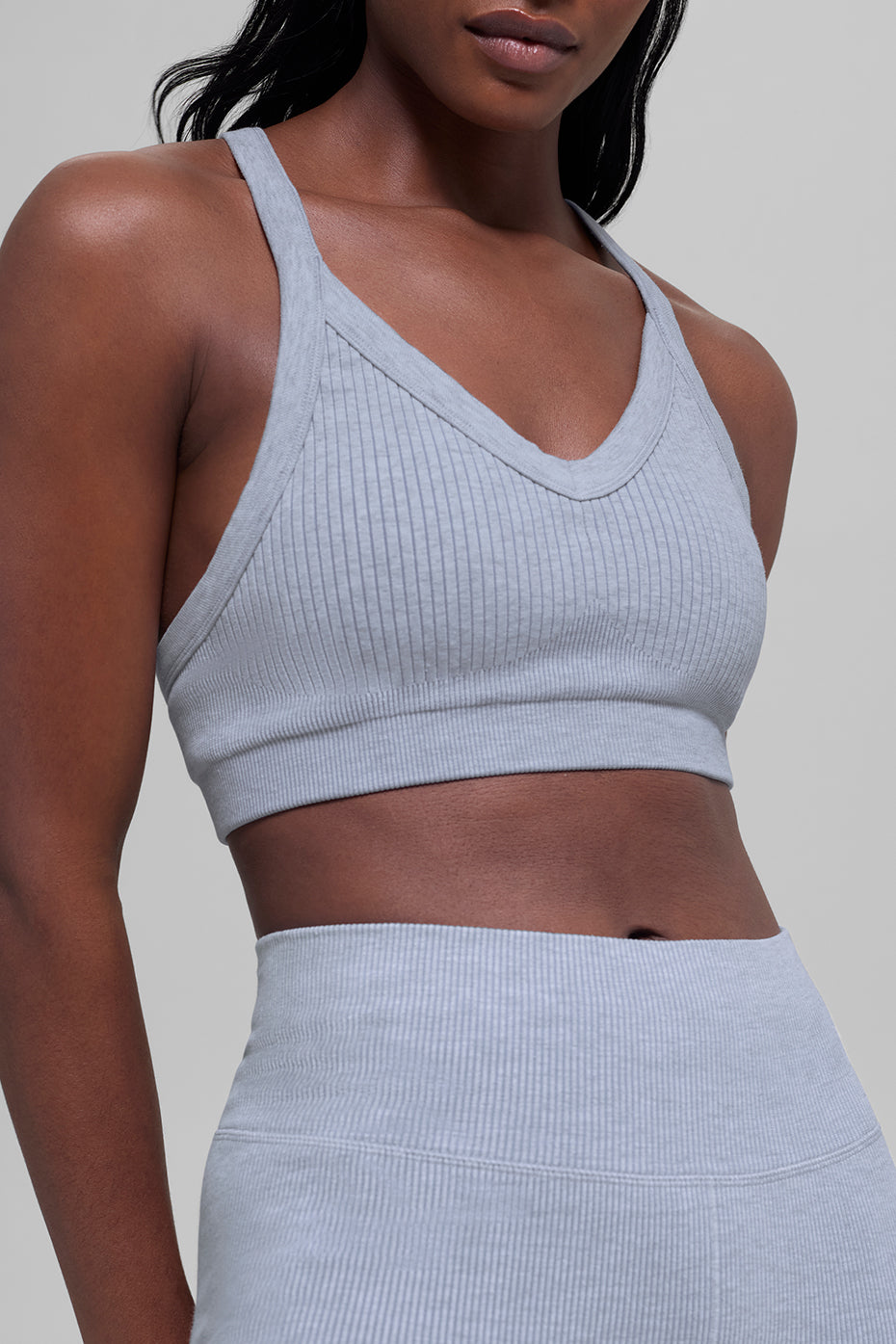 Seamless Two Tone Rib Bra - Winter Frost Heather - Image 4