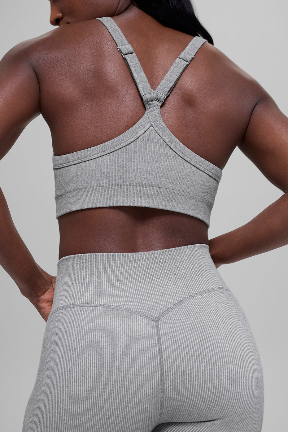 Seamless Two Tone Rib Bra - Light Misty Grey Heather - Image 2