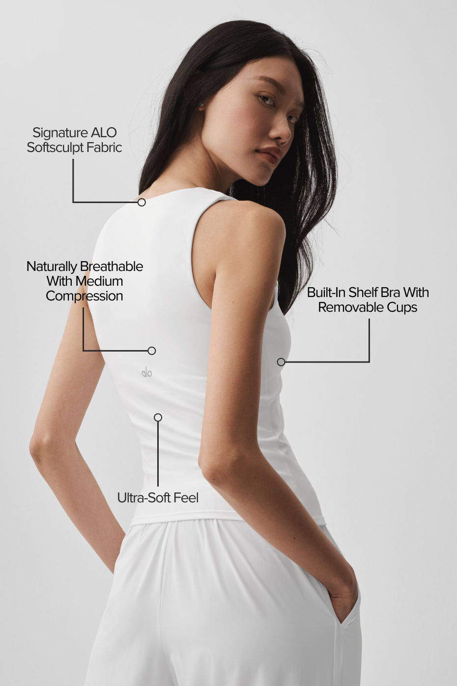 ALO Softsculpt No Nonsense Bra Tank - White - Image 2