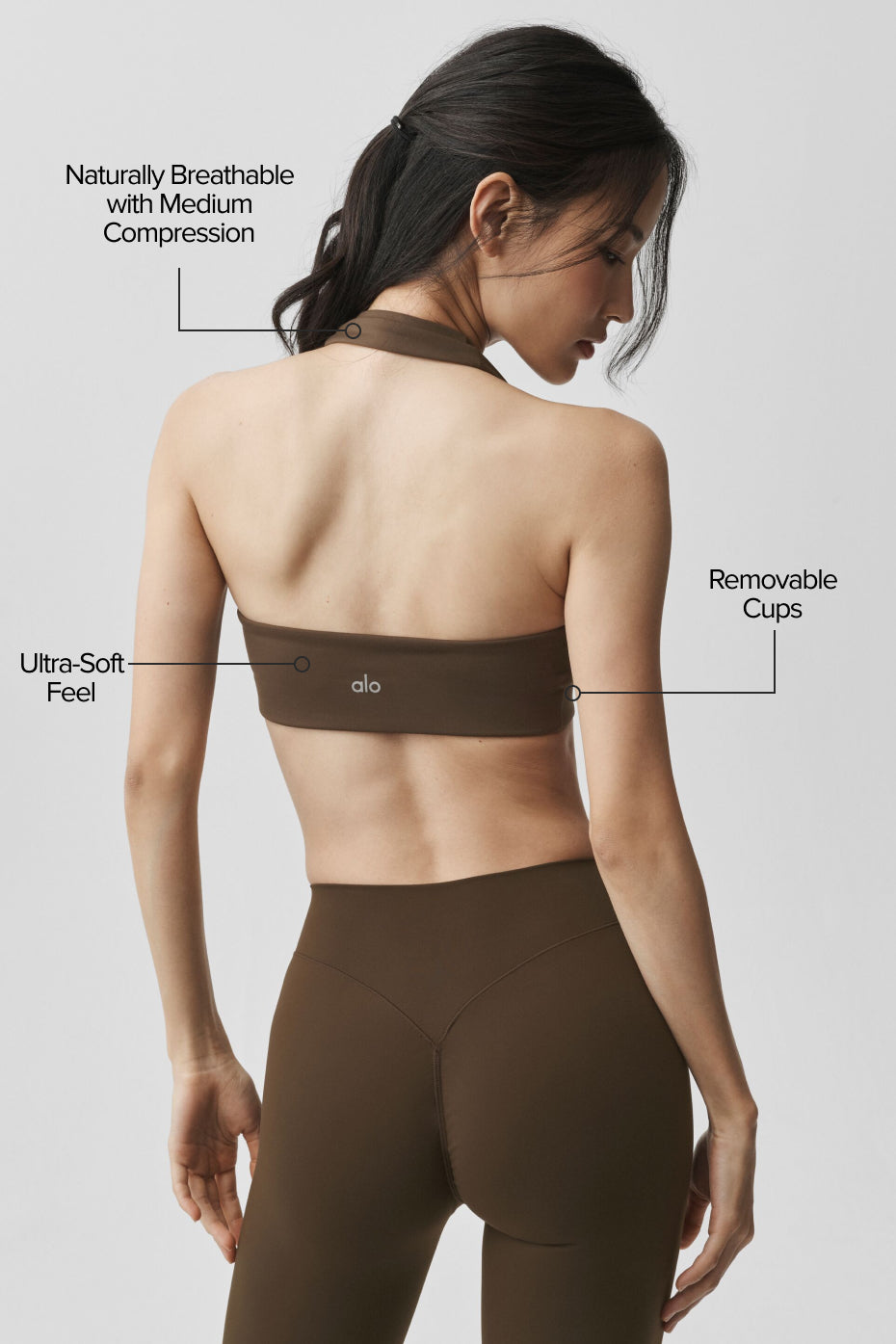 ALO Softsculpt Feel The Heat Halter Bra - Espresso - Image 2