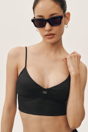 Linen Blend Riviera Bra - Black