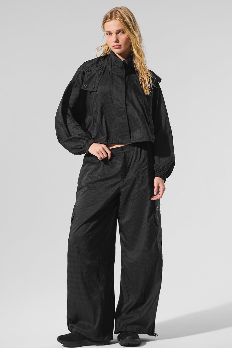 Cropped Game Time Full Zip Jacket - Black - Image 5
